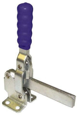 Gibraltar - 750 Lb Holding Capacity, Vertical Handle, Manual Hold Down Toggle Clamp - 58° Handle Movement, 106° Bar Opening, Solid Bar, Flanged Base, Carbon Steel - Eagle Tool & Supply