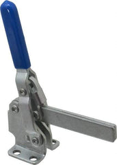 Gibraltar - 475 Lb Holding Capacity, Vertical Handle, Manual Hold Down Toggle Clamp - 62° Handle Movement, 115° Bar Opening, Solid Bar, Flanged Base, Carbon Steel - Eagle Tool & Supply
