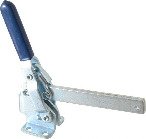 Gibraltar - 450 Lb Holding Capacity, Vertical Handle, Manual Hold Down Toggle Clamp - 62° Handle Movement, 115° Bar Opening, Solid Bar, Flanged Base, Carbon Steel - Eagle Tool & Supply