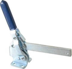 Gibraltar - 450 Lb Holding Capacity, Vertical Handle, Manual Hold Down Toggle Clamp - 62° Handle Movement, 115° Bar Opening, Solid Bar, Flanged Base, Carbon Steel - Eagle Tool & Supply
