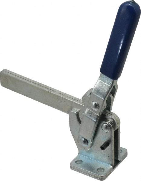 Gibraltar - 1,000 Lb Holding Capacity, Vertical Handle, Manual Hold Down Toggle Clamp - 75° Handle Movement, 136° Bar Opening, Solid Bar, Flanged Base, Carbon Steel - Eagle Tool & Supply