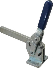 Gibraltar - 1,000 Lb Holding Capacity, Vertical Handle, Manual Hold Down Toggle Clamp - 75° Handle Movement, 136° Bar Opening, Solid Bar, Flanged Base, Carbon Steel - Eagle Tool & Supply