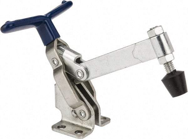 Gibraltar - 475 Lb Holding Capacity, Vertical Handle, Manual Hold Down Toggle Clamp - 62° Handle Movement, 115° Bar Opening, Solid Bar, Flanged Base, Carbon Steel - Eagle Tool & Supply