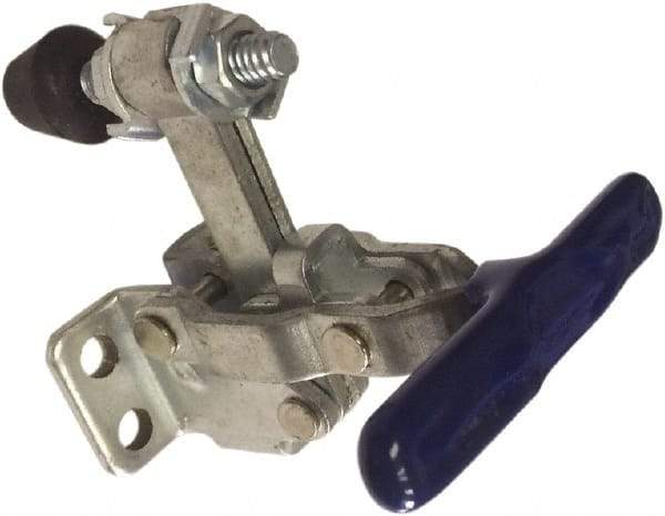 Gibraltar - 200 Lb Holding Capacity, Vertical Handle, Manual Hold Down Toggle Clamp - 64° Handle Movement, 104° Bar Opening, Solid Bar, Flanged Base, Carbon Steel - Eagle Tool & Supply