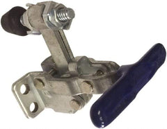 Gibraltar - 200 Lb Holding Capacity, Vertical Handle, Manual Hold Down Toggle Clamp - 64° Handle Movement, 104° Bar Opening, Solid Bar, Flanged Base, Carbon Steel - Eagle Tool & Supply