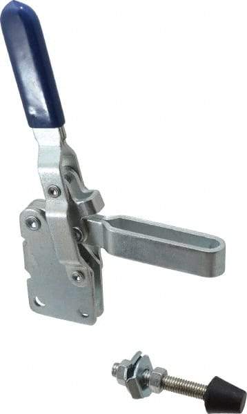 Gibraltar - 600 Lb Holding Capacity, Vertical Handle, Manual Hold Down Toggle Clamp - 58° Handle Movement, 106° Bar Opening, U-Bar, Straight Base, Carbon Steel - Eagle Tool & Supply