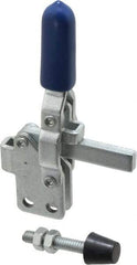 Gibraltar - 200 Lb Holding Capacity, Vertical Handle, Manual Hold Down Toggle Clamp - 64° Handle Movement, 104° Bar Opening, Solid Bar, Straight Base, Carbon Steel - Eagle Tool & Supply