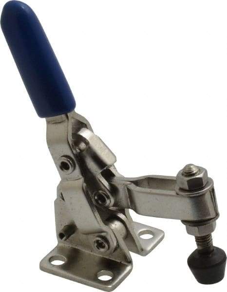 Gibraltar - 125 Lb Holding Capacity, Vertical Handle, Manual Hold Down Toggle Clamp - 55° Handle Movement, 100° Bar Opening, U-Bar, Flanged Base, Electro-Plated Zinc, Stainless Steel - Eagle Tool & Supply