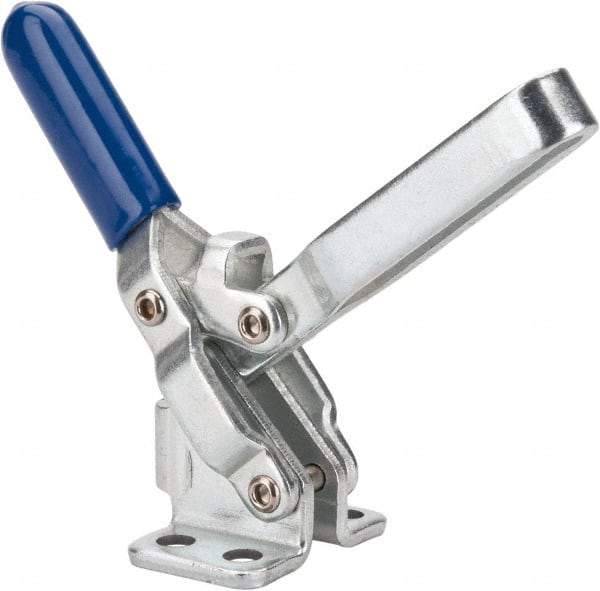 Gibraltar - 200 Lb Holding Capacity, Vertical Handle, Manual Hold Down Toggle Clamp - 65° Handle Movement, 105° Bar Opening, U-Bar, Flanged Base, Electro-Plated Zinc, Carbon Steel - Eagle Tool & Supply