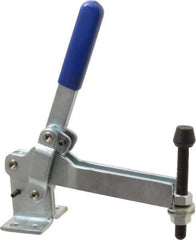 Gibraltar - 1,000 Lb Holding Capacity, Vertical Handle, Manual Hold Down Toggle Clamp - 180° Handle Movement, 115° Bar Opening, U-Bar, Flanged Base, Electro-Plated Zinc, Carbon Steel - Eagle Tool & Supply