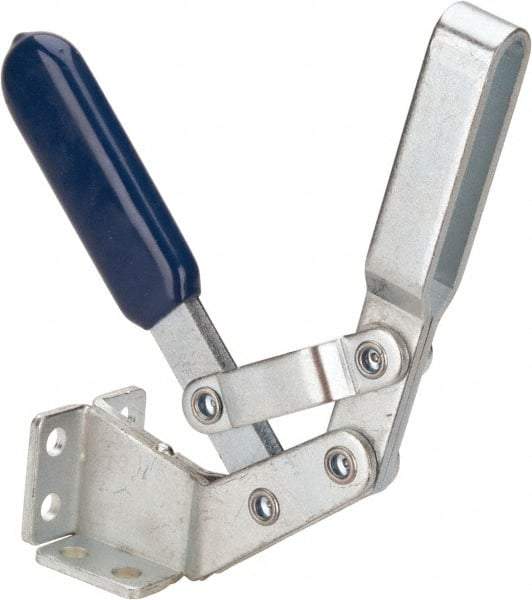 Gibraltar - 375 Lb Holding Capacity, Vertical Handle, Manual Hold Down Toggle Clamp - 60° Handle Movement, 185° Bar Opening, U-Bar, Flanged Base, Carbon Steel - Eagle Tool & Supply