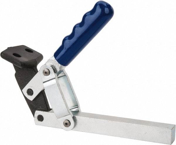 Gibraltar - 1,000 Lb Holding Capacity, Vertical Handle, Manual Hold Down Toggle Clamp - 65° Handle Movement, 195° Bar Opening, Solid Bar, Flanged Base, Electro-Plated Zinc, Carbon Steel - Eagle Tool & Supply