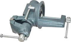 Wilton - 2-1/2" Jaw Width, 2-1/8" Opening Capacity, 1-3/4" Throat Depth, Steel Swivel Bench Vise - Clamp-On Base Attachment, 10.1" Long x 10.2" Wide x 5-2/5" High - Eagle Tool & Supply