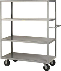 Little Giant - 3,600 Lb Capacity, 4 Shelf, Steel Shelf Truck - 65-1/2" Long x 30" Wide x 63-1/2" High, 6" Diam Phenolic Wheels - Eagle Tool & Supply