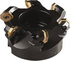 Seco - 92mm Cut Diam, 27mm Arbor Hole, 5mm Max Depth of Cut, 43° Indexable Chamfer & Angle Face Mill - 5 Inserts, OF.. 0704 Insert, Right Hand Cut, 5 Flutes, Through Coolant, Series OctoMill - Eagle Tool & Supply