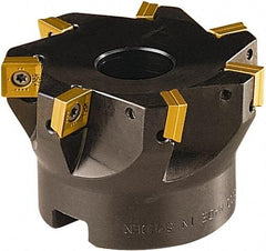 Seco - 4 Inserts, 40mm Cut Diam, 16mm Arbor Diam, 8mm Max Depth of Cut, Indexable Square-Shoulder Face Mill - 90° Lead Angle, 40mm High, SONX 09T3 Insert Compatibility, Series Mini Square - Eagle Tool & Supply