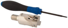 Seco - 1" Cut Diam, 0.354" Max Depth of Cut, 1.575" OAL, Indexable Square Shoulder End Mill - XOEX, XOMX Inserts, M12 Modular Connection, 90° Lead Angle, Through Coolant, Series Turbo 10 - Eagle Tool & Supply