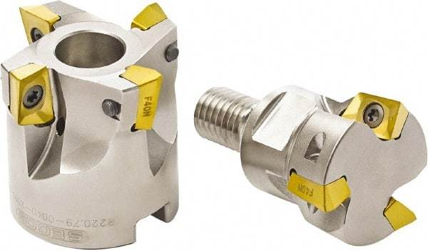 Seco - 63mm Cut Diam, 22mm Arbor Hole, 7mm Max Depth of Cut, 94° Indexable Chamfer & Angle Face Mill - 5 Inserts, XO.. 1204 Insert, Right Hand Cut, Through Coolant, Series R220.79 - Eagle Tool & Supply