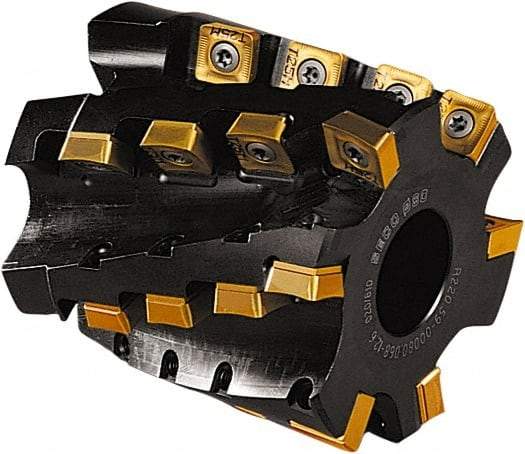 Seco - 24 Inserts, 80mm Cut Diam, 32mm Arbor Diam, 68mm Max Depth of Cut, Indexable Square-Shoulder Face Mill - 85mm High, AC.. 1506 & SCET 1206 Insert Compatibility - Eagle Tool & Supply