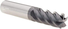 SGS - 3/4", 1-5/8" LOC, 3/4" Shank Diam, 4" OAL, 5 Flute, Solid Carbide Square End Mill - Single End, AlTiN Finish, Spiral Flute, 45° Helix, Centercutting, Right Hand Cut, Right Hand Flute, Series 55 - Eagle Tool & Supply