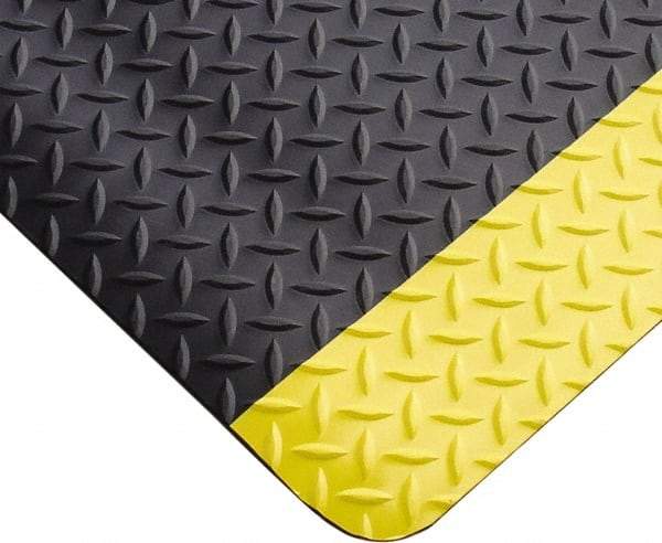 PRO-SAFE - 9' Long x 3' Wide, Dry Environment, Anti-Fatigue Matting - Black & Yellow, Vinyl with Vinyl Sponge Base, Beveled on 4 Sides - Eagle Tool & Supply