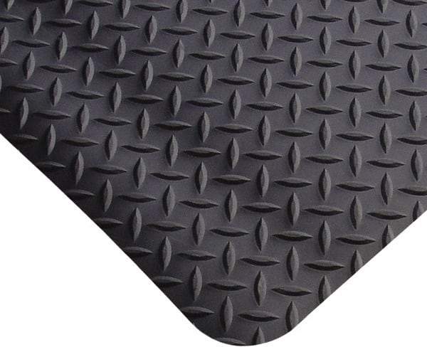 PRO-SAFE - 4' Long x 2' Wide, Dry Environment, Anti-Fatigue Matting - Black, Vinyl with Vinyl Sponge Base, Beveled on 4 Sides - Eagle Tool & Supply