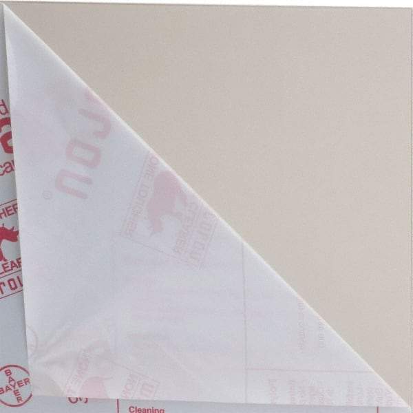 Made in USA - 1/4" Thick x 2' Wide x 2' Long, Polycarbonate Sheet - Gray, Rockwell R-118 Hardness, ±10% Tolerance - Eagle Tool & Supply