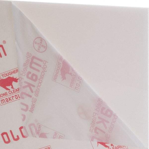 Made in USA - 1/4" Thick x 4' Wide x 100" Long, Polycarbonate Sheet - White, Rockwell R-118 Hardness, ±10% Tolerance - Eagle Tool & Supply