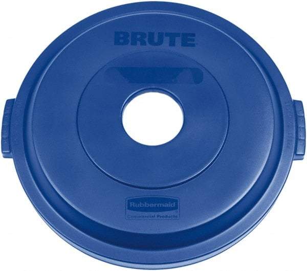 Rubbermaid - Round Lid for Use with 32 Gal Round Recycle Containers - Blue, Plastic, For 2632 Brute Trash Cans - Eagle Tool & Supply