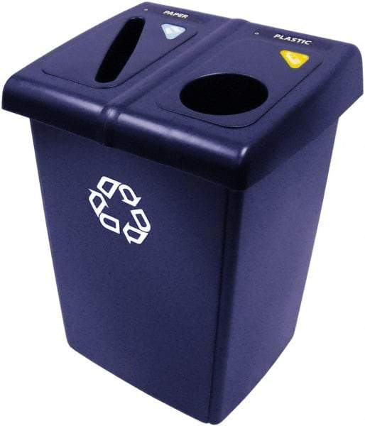 Rubbermaid - 46 Gal Blue Square Recycling Container - Plastic, 35" High x 26.8" Long x 23.6" Wide - Eagle Tool & Supply