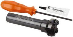 Kennametal - 1.768" Cut Diam, 0.065" Max Depth, 1" Shank Diam, Cylindrical Shank Indexable High-Feed End Mill - Screw Holding Method, HNGJ0604ANENLD Insert, KSHR Toolholder, Through Coolant - Eagle Tool & Supply