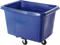 Rubbermaid - 300 Lb Load Capacity, 8 Cu Ft, 6.4 Bushels, Polyethylene Cube Truck - 26" Wide x 38" Long, Dark Blue - Eagle Tool & Supply