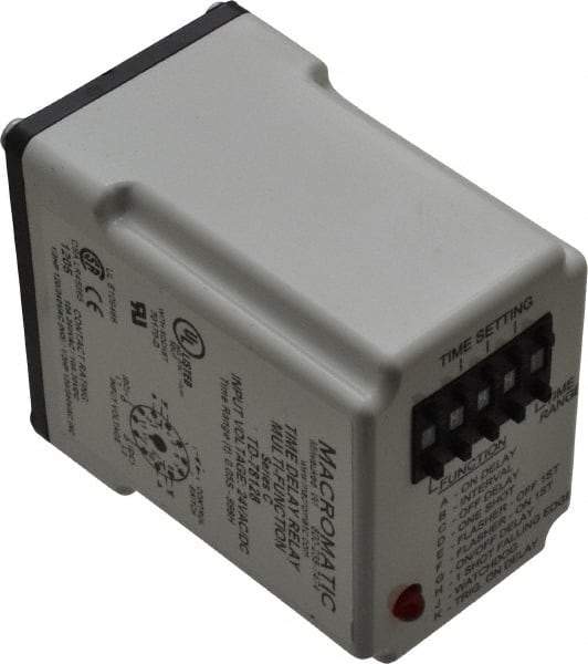 Macromatic - 11 Pin, 999 hr Delay, Multiple Range DPDT Time Delay Relay - 10 Contact Amp, 24 VAC/VDC, Pushbutton Thumbwheel - Eagle Tool & Supply