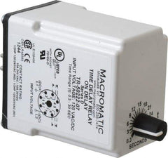 Macromatic - 8 Pin, Multiple Range DPDT Time Delay Relay - 10 Contact Amp, 120 VAC/VDC, Knob - Eagle Tool & Supply