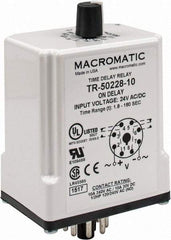 Macromatic - 8 Pin, Multiple Range DPDT Time Delay Relay - 10 Contact Amp, 24 VAC/VDC, Knob - Eagle Tool & Supply