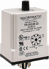 Macromatic - 8 Pin, 10 min Delay, Multiple Range DPDT Time Delay Relay - 10 Contact Amp, 24 VAC/VDC, Knob - Eagle Tool & Supply