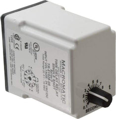 Macromatic - 11 Pin, Multiple Range DPDT Time Delay Relay - 10 Contact Amp, 24 VAC/VDC, Knob - Eagle Tool & Supply