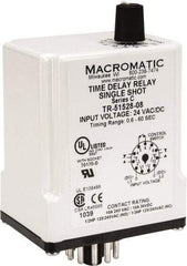 Macromatic - 11 Pin, Multiple Range DPDT Time Delay Relay - 10 Contact Amp, 24 VAC/VDC, Knob - Eagle Tool & Supply