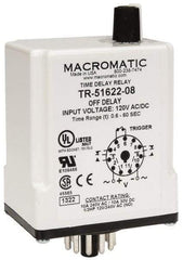 Macromatic - 11 Pin, Multiple Range DPDT Time Delay Relay - 10 Contact Amp, 120 VAC/VDC, Knob - Eagle Tool & Supply