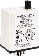 Macromatic - 11 Pin, Multiple Range DPDT Time Delay Relay - 10 Contact Amp, 120 VAC/VDC, Knob - Eagle Tool & Supply