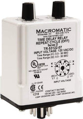 Macromatic - 8 Pin, Multiple Range DPDT Time Delay Relay - 10 Contact Amp, 120 VAC/VDC, Knob - Eagle Tool & Supply