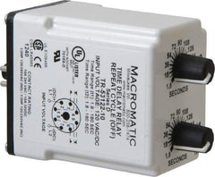 Macromatic - 8 Pin, Multiple Range DPDT Time Delay Relay - 10 Contact Amp, 120 VAC/VDC, Knob - Eagle Tool & Supply