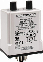 Macromatic - 8 Pin, Multiple Range DPDT Time Delay Relay - 10 Contact Amp, 120 VAC/VDC, Knob - Eagle Tool & Supply