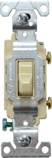 Cooper Wiring Devices - 1 Pole, 120 to 277 VAC, 20 Amp, Commercial Grade, Toggle, Wall and Dimmer Light Switch - 1.3 Inch Wide x 4.2 Inch High, Fluorescent - Eagle Tool & Supply