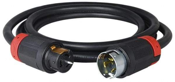 Cooper Wiring Devices - 100', 6/4 Gauge/Conductors, Black Industrial Extension Cord - 1 Receptacle, 50 Amps, 125/250 VAC, UL SOOW, NEMA 14-30R - Eagle Tool & Supply