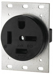 Cooper Wiring Devices - 250 VAC, 60 Amp, 15-60R NEMA Configuration, Black, Industrial Grade, Self Grounding Single Receptacle - 1 Phase, 3 Poles, 4 Wire, Flush Mount - Eagle Tool & Supply