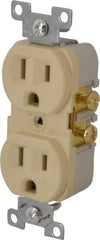 Cooper Wiring Devices - 125 VAC, 15 Amp, 5-15R NEMA Configuration, Ivory, Specification Grade, Self Grounding Duplex Receptacle - 1 Phase, 2 Poles, 3 Wire, Flush Mount, Tamper Resistant - Eagle Tool & Supply