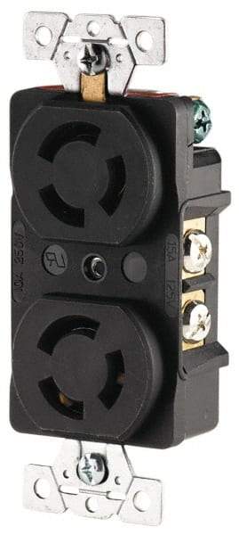 Cooper Wiring Devices - 250 VAC, 15 Amp, L6-15R NEMA, Receptacle - 2 Poles, 3 Wire, Female End, Black - Eagle Tool & Supply