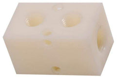 Made in USA - 1/2" Inlet, 3/8" Outlet Manifold - 2-3/4" Long x 1-1/2" Wide x 1-1/2" High, 0.2" Mount Hole, 2 Inlet Ports, 2 Outlet Ports - Eagle Tool & Supply