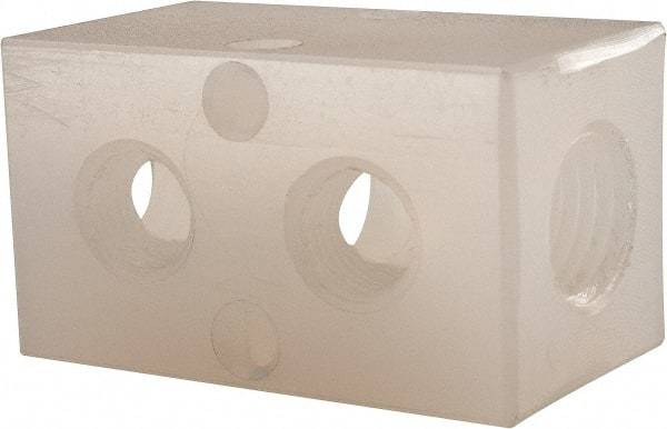 Made in USA - 1/4" Inlet, 1/8" Outlet Manifold - 1-3/4" Long x 1" Wide x 1" High, 0.17" Mount Hole, 2 Inlet Ports, 2 Outlet Ports - Eagle Tool & Supply